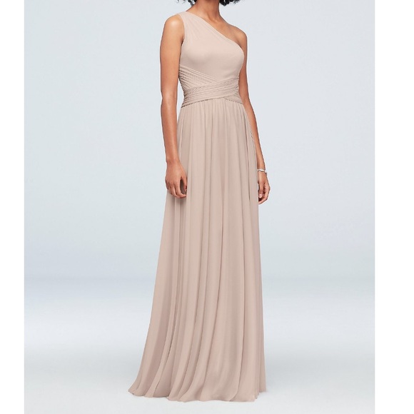 David's Bridal Dresses & Skirts - ONE-SHOULDER MESH BRIDESMAID DRESS WITH FULL SKIRT F19932 Worn once